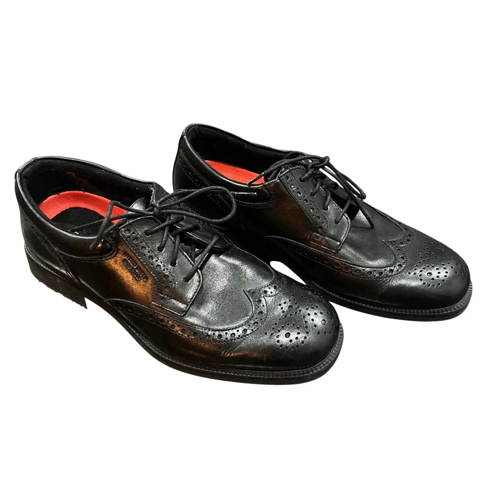 Rockport Wingtip Oxford Mens 6.5 Wide  Black Hydro-Shield‎ Waterproof V73842